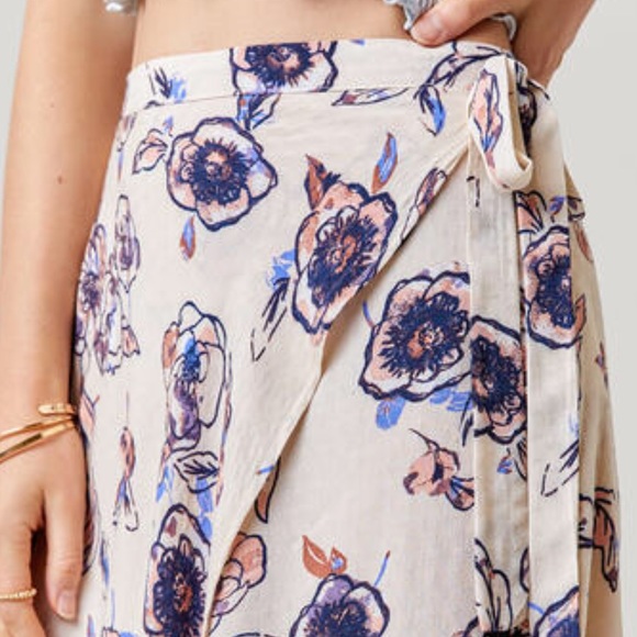 Francesca's Collections Dresses & Skirts - ❌donated❌Floral faux wrap and striped skirt